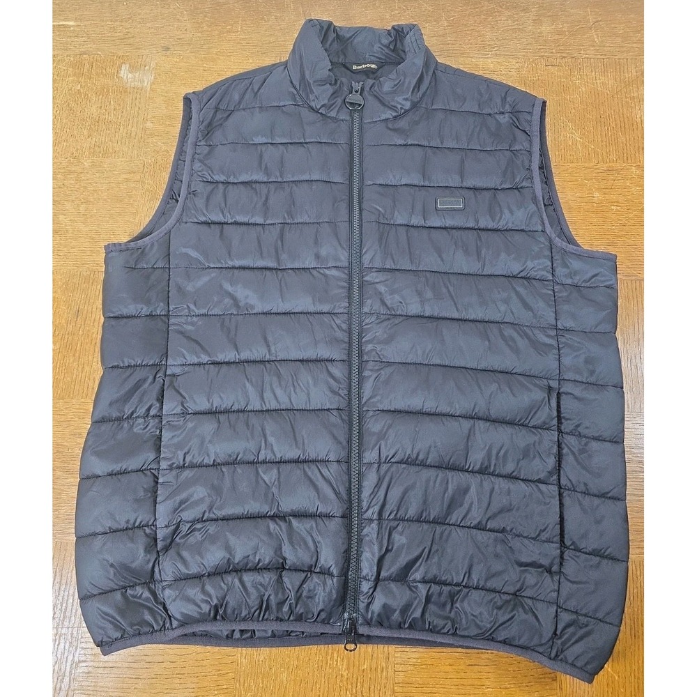 Barbour International "Reed Gilet" Black Puffer Quilted Fibre Down Mens Large